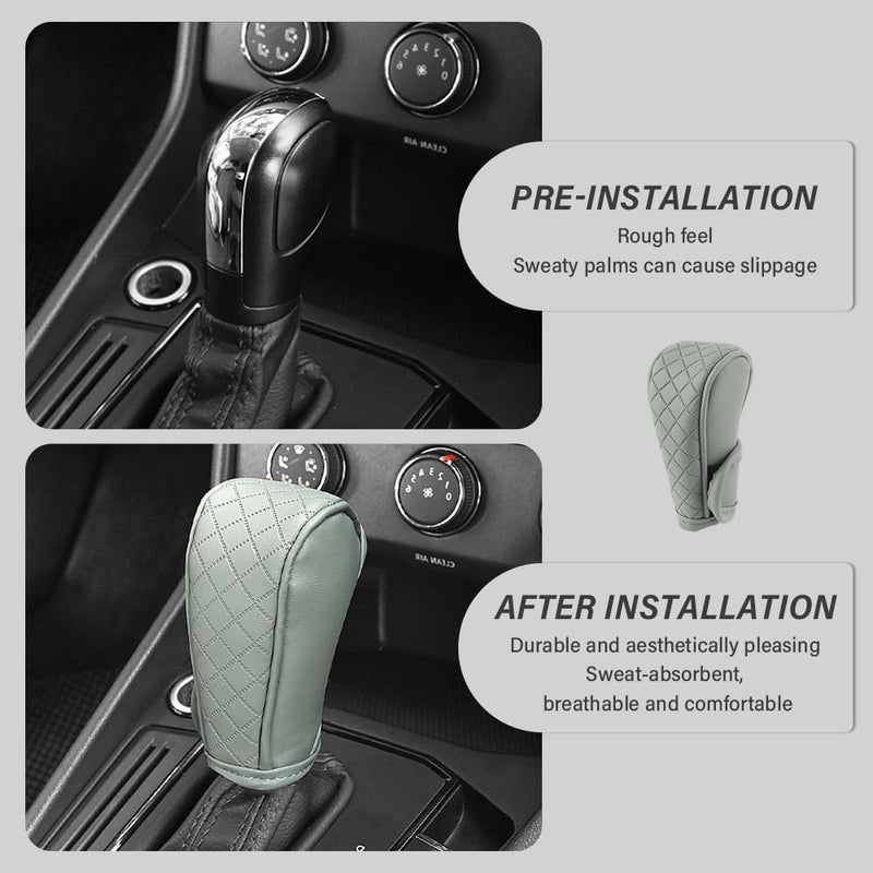 Stacool Leather Gear Shift Cover Diamond Embroidery Design,Durable Shift Knob Cover for Shift Lever Protection,Universal Car Gear Shift Cover Car Decorative Accessory Suitable for Cars,Trucks,SUVs (Gray) - Image 3